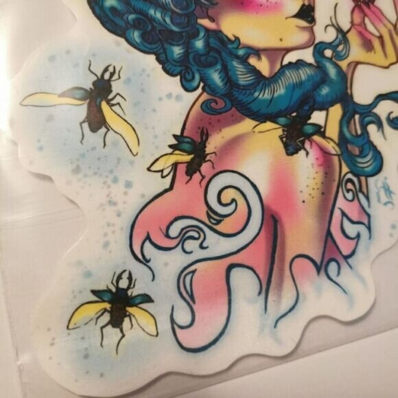 Temp Tattoo Victorian Ghoul Girl with Bugs and Key, Zombie Temporary Tattoo Skin - Picture 3 of 9